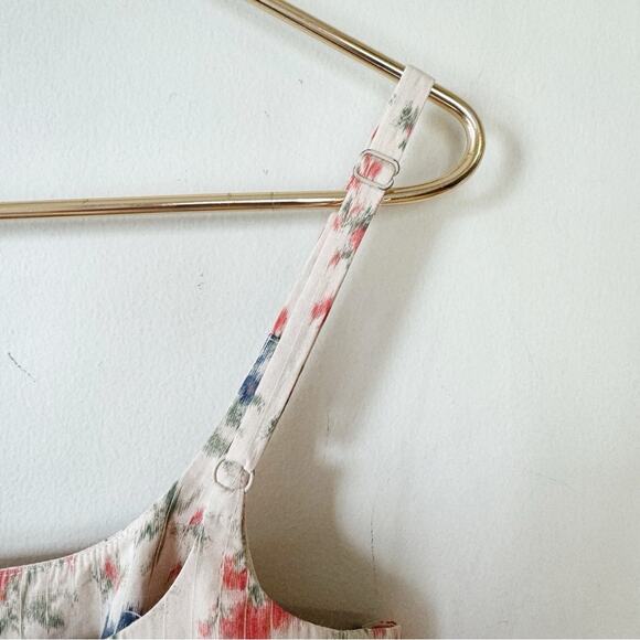 Rebecca Taylor Emma Off White Coral and Blue Floral Midi Dress Sundress 2 - Picture 9 of 12